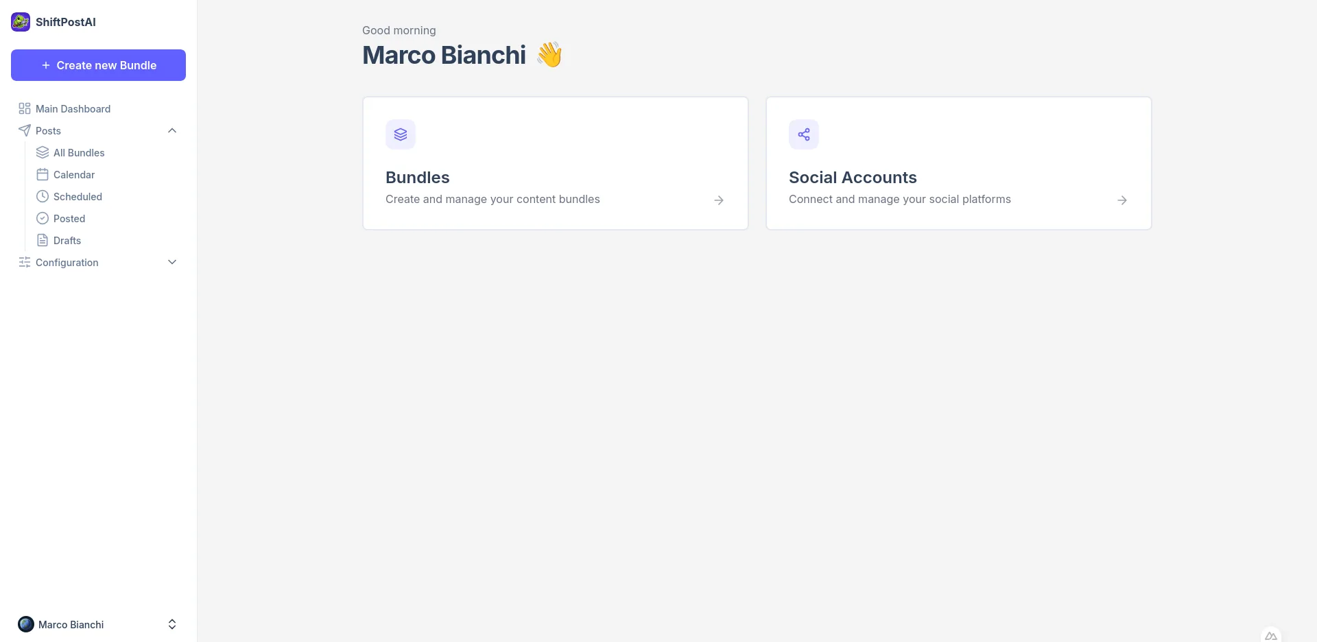 ShiftPostAI main dashboard overview